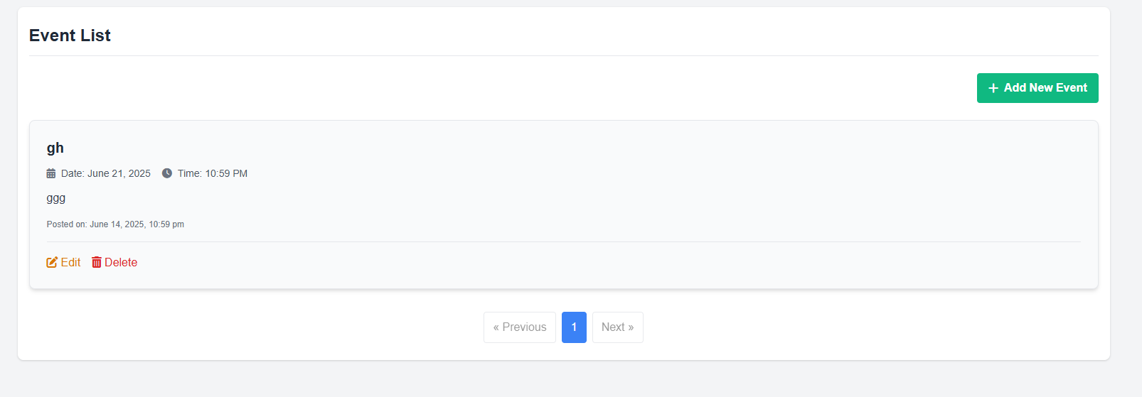 School Event Calendar